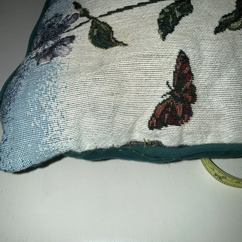 Vtg‎ Hummingbird Butterfly Floral Tapestry Throw Pillow Decorative 13